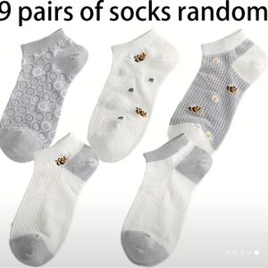 Assorted Gray and White Ankle Socks 9 Pair